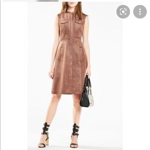 Bcbgmaxazria Allexandria brown suede zip up dress